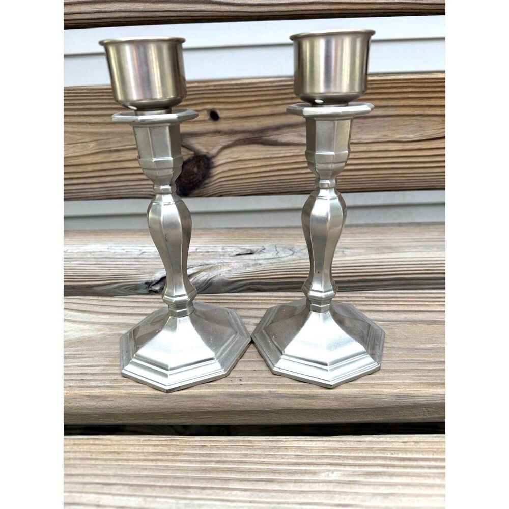 Vintage GORHAM PEWTER OCTETTE 6-3/4" Candlesticks PH8 Set of 2 Heavy